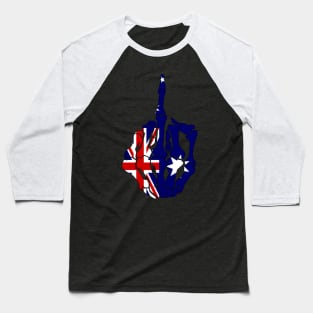 Skeleton Middle Finger Australia Flag Baseball T-Shirt